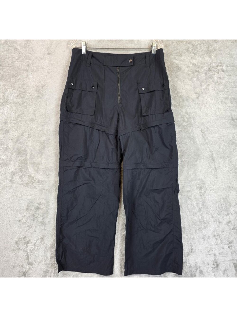 OAK + FORT Cargo Pants Womens 12 Black Nylon Convertible Relaxed Travel